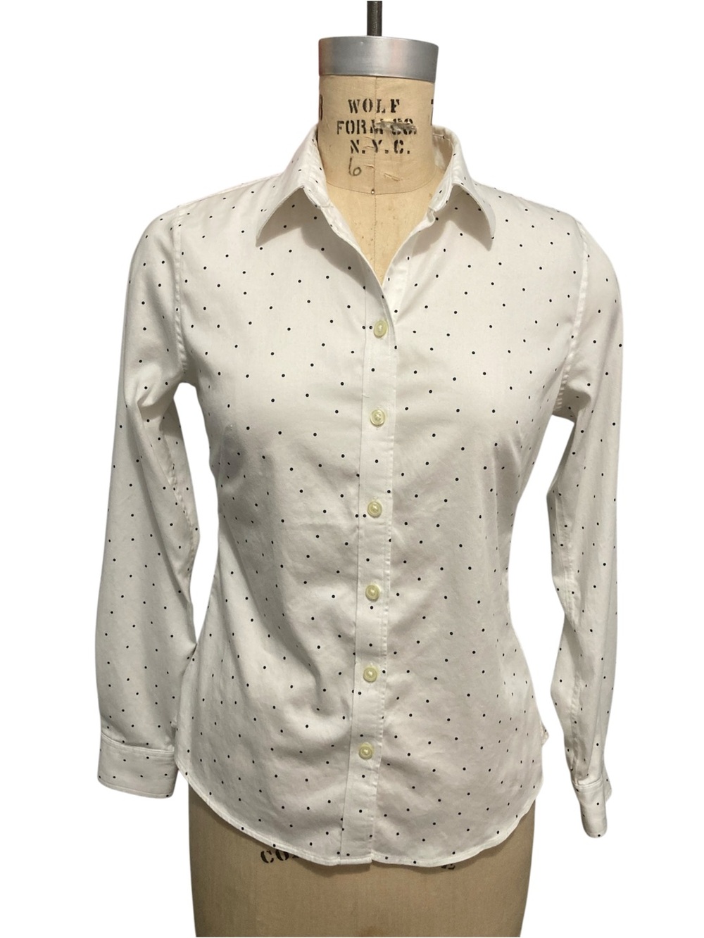 Banana Republic Crisp white Navy Polka Dot Button-Down Shirt